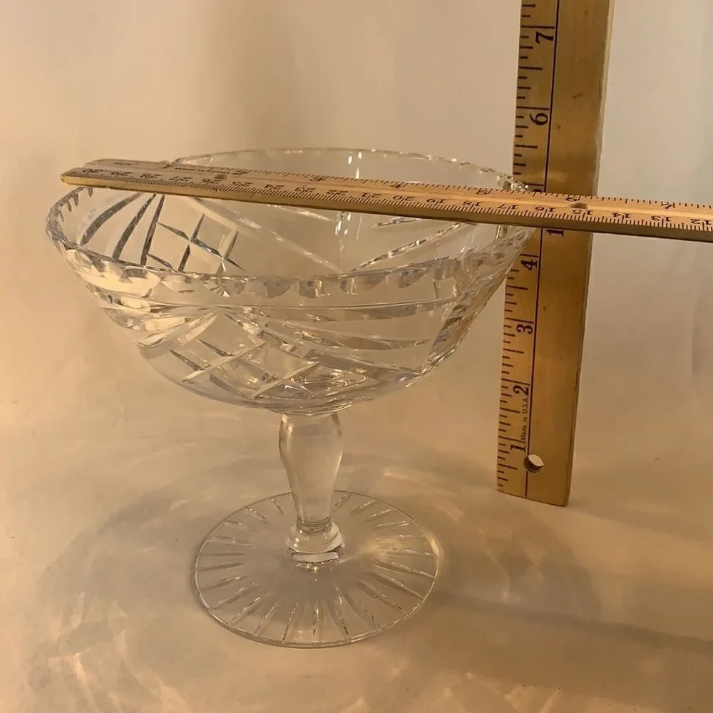 Cut Crystal Serving Goblet Candy Nut  Dish Intricate Detail Bar Party Trinkets